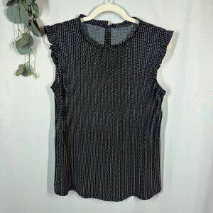 Adrianna Papell | Navy Blue Blouse Polka Dot White Tank Top Women's Size XL